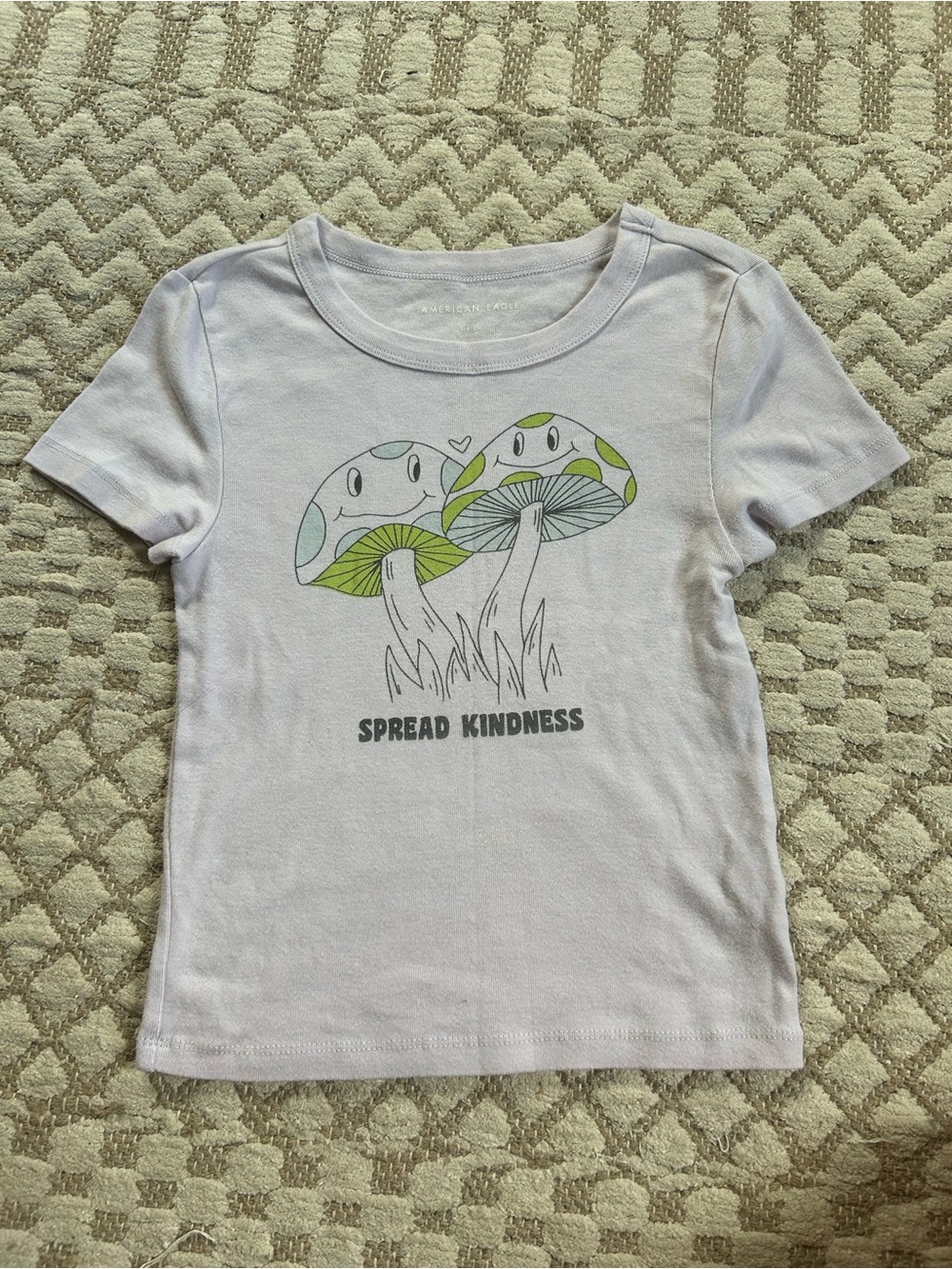 American Eagle 'Spread Kindness' Mushroom Graphic Tee - Light Lavender